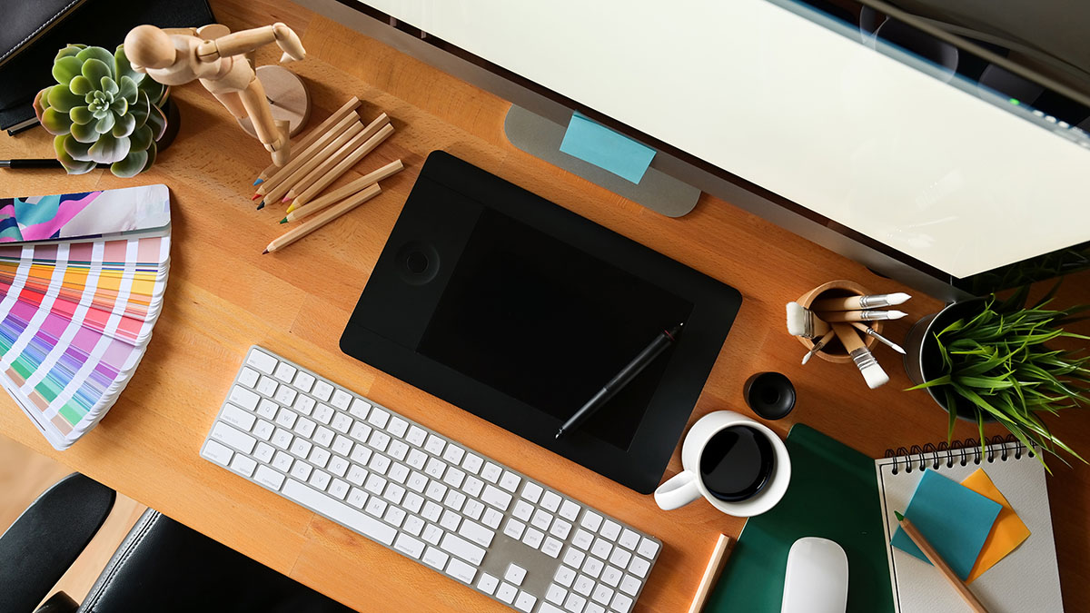 Graphic design studio workspace Graphic design studio workspace